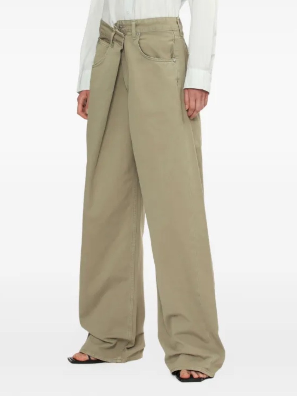 Agolde Vana wide leg foldover pants jeans Wide Leg Khaki Wrap-Front Revolve 30